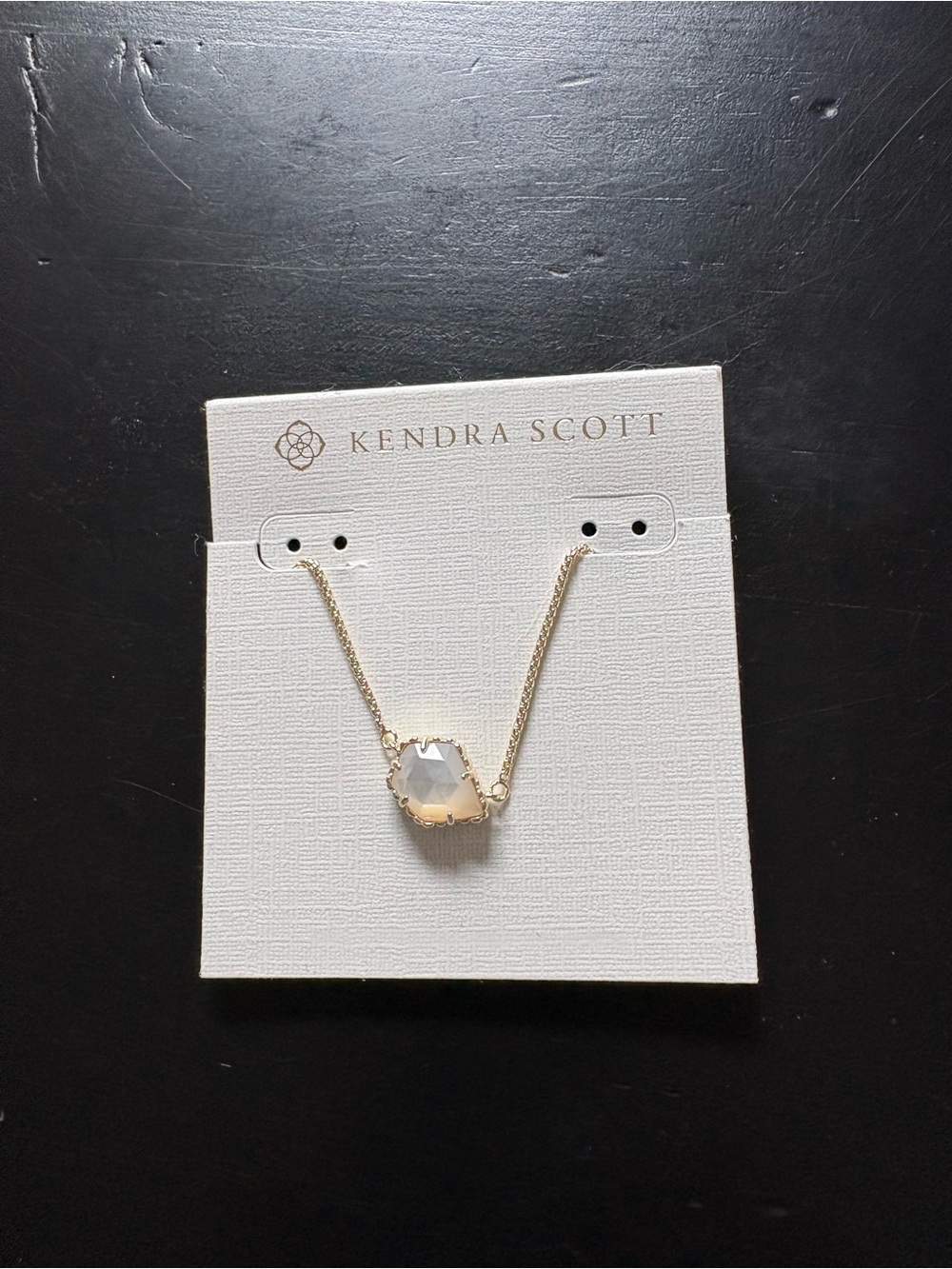 Kendra Scott Gold Necklace with White Stone